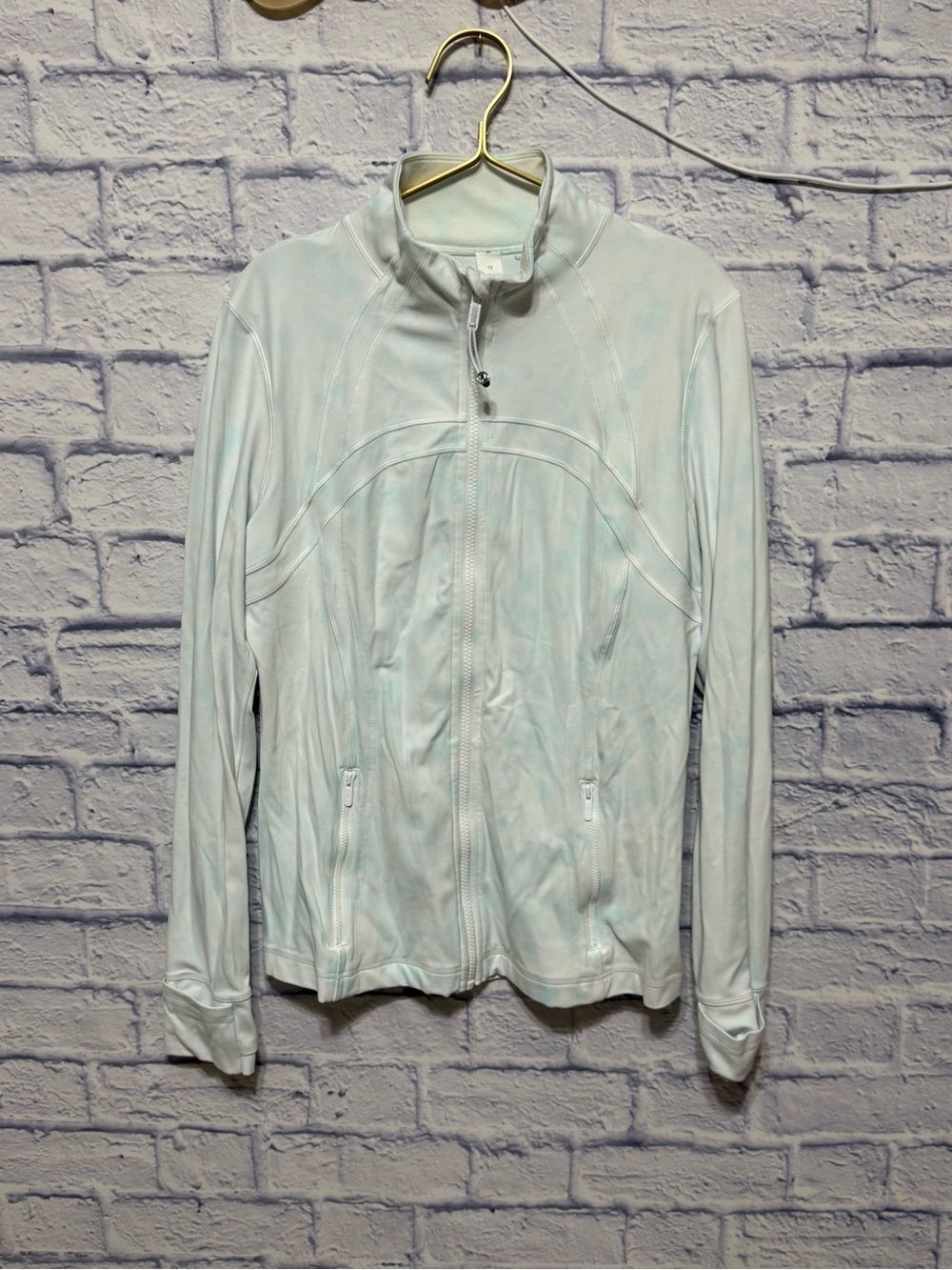 Lululemon define jacket size 12 diamond dye light blue and white Rare